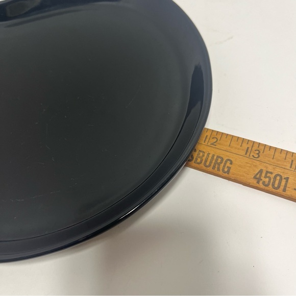 Black 12” Ceramic Palette Plates (4) Slot For Cup Or Bowl Party Serving Tray MCM - Picture 4 of 6